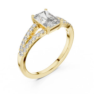 Bague de fiançailles en or massif 14K 18K avec diamant de laboratoire taille Radiant, pavé, à double sangle, certifiée DEF VVS IGI, bijoux fins de mariée, ODM - Product Image 3