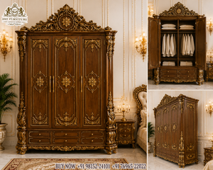 Suite da <span class=keywords><strong>camera</strong></span> in legno intagliato a mano di alta qualità, stile classico italiano Aura, con elegante set di mobili da <span class=keywords><strong>camera</strong></span> Deessor ispirato al Maharaja. - Product Image 3