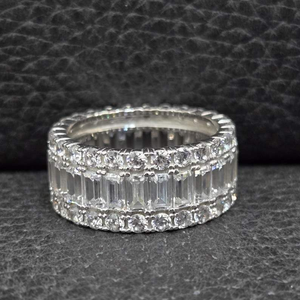 แหวนเพชรทรงบาแกตต์แบบ Eternity Band ประดับเพชรเต็มวง แหวนแต่งงานสุดหรู แหวนครบรอบแต่งงาน ทอง เงิน เครื่องประดับ ของขวัญ - Product Image 2