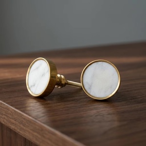 Modern <b>White</b> Resin Wooden Bone Horn Brass Cabinet <b>Knobs</b> Handles for Kitchen Bathroom Bedroom Living Room Dressers Wardrobe - Product Image 1