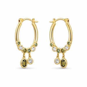 Pendientes de Aro de Latón Chapado en Oro de 14K con Circonitas Multicolores para Mujer - Product Image 1
