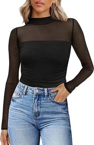 Long Sleeve Shirts Fashion Clothing <b>Turtle</b> <b>Necks</b> Sheer Ruched Going Out <b>Tops</b> Fall Outfits Slim Fit Blouses - Product Image 4