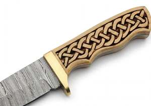 Handcrafted Damascus Steel Kitchen Utility Carving <b>Knife</b> Carved <b>Bone</b> <b>Handle</b> Sheath - Product Image 3