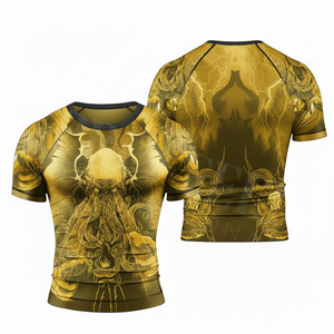 เสื้อเชิ๊ตใส่เล่นกีฬาแบบรัดรูปสีพื้นเสื้อเชิ๊ตป้องกันผื่นขึ้นโลโก้ตามสั่งสำหรับเล่นยิมฟิตเนส MMA BJJ - Product Image 5