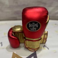 Gants de boxe professionnels neufs de marque Wholesale Brand New Article Red Gold No Boxing No Life pour le combat, le sparring et l'entraînement.