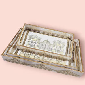 Bandeja Rectangular Grande de Acrílico Ecológico para Servir, para el Hogar, Hotel, Bodas o Regalos, Bandeja de Servir de Acero con Recubrimiento de Esmalte - Product Image 1