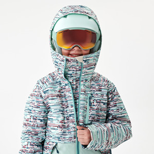 Chaqueta de Nieve Impermeable para Niñas, con Capucha, Estampado Geométrico, Cierre de Cremallera Completo, Estilo Deportivo, Corte Regular, 10,000 mm - Product Image 4