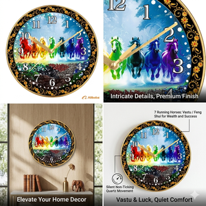 นาฬิกาแขวนผนังพิมพ์ลายดิจิทัลส่วนตัว Liviya Positive Energy 7 Horses สำหรับวันแม่และวันคริสต์มาส - Product Image 5