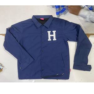 Blouson d'entraîneur en toile OEM personnalisé pour homme, coupe ample décontractée, grande taille, bouton unique, imperméable, effet délavé, col montant, pour l'hiver - Product Image 6