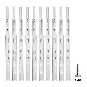 Glissières de tiroir à roulement à billes à extension complète de 18 pouces, capacité de charge de 100 lb, rails de commode robustes à montage latéral, 10 paires, largeur de 45 mm - Product Image 3