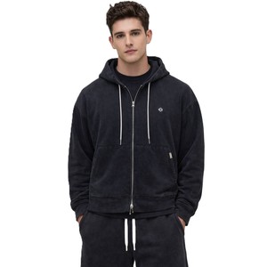 Sweat à capuche zippé vintage délavé, coupe oversize, en molleton de coton épais, survêtement, logo personnalisé, coupe ample, streetwear, fabricant ODM en gros - Product Image 1