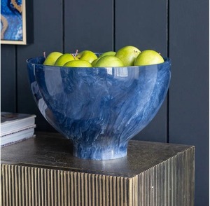 Plat de service décoratif en résine fait main, aspect marbre poli bleu profond, vaisselle personnalisable pour fêtes, moulage sur mesure - Product Image 3