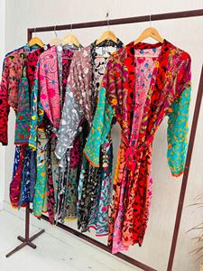 Long Floral Phulkari Embroidered Duster Jacket <b>Kimono</b> Cardigan-100% Cotton Soft & Breathable - Product Image 2