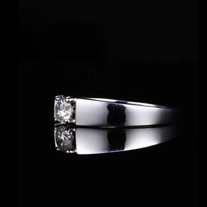 Classic AMBER JEWELS N-38 Unisex 14K <b>Gold</b> Plated IGI Certified Wedding Band <b>Ring</b> with Pave <b>Set</b> Round Diamonds Eternity Design - Product Image 1