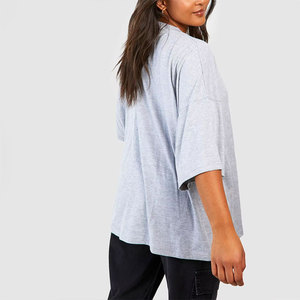 T-shirt à manches courtes et col rond surdimensionné pour femmes, 100% coton, coupe ample, imprimé numérique écologique, toutes saisons - Product Image 4