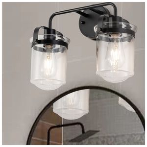 Modern 2-<b>Light</b> Indoor <b>Sconce</b> with Clear Glass Shade for Bathroom Living Room Bedroom Kitchen Wall Lamp Fixture - Product Image 1