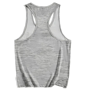 Camiseta sin mangas gris jaspeado para hombre al por mayor - Camiseta sin mangas con textura slub - Chaleco casual de verano para hombre con logo personalizado - Product Image 6