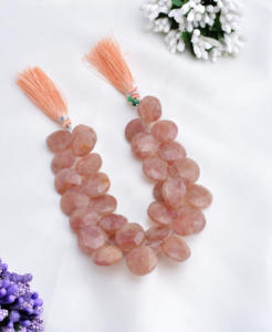 Collar de cuentas de piedra del sol natural de 9 pulgadas, 15 a 18 mm, cuentas facetadas de piedra del sol natural en forma de lágrima para la fabricación de joyería fina. - Product Image 1