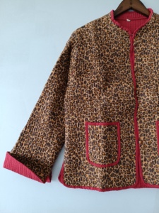Floral <b>Quilted</b> Reversible <b>Jacket</b>: Indian Block Print Cotton - Product Image 3