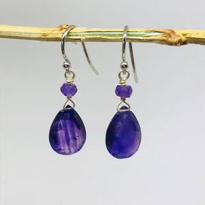 Boucles d'oreilles pendantes en améthyste, argent sterling 925, cristal naturel facetté, pierre de naissance de février, cadeau de bijoux - Product Image 3
