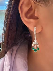 14K Gold 0.74 Ct Lab Grown Diamond 4 Stone Dangle Stud Earrings 3 Prong Setting <b>Gift</b> Party Elegant Jewelry for Women - Product Image 6