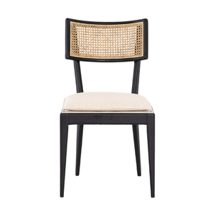 Modern Outdoor Teak Wood Garden Sets Chair Rattan <b>Back</b> <b>Cushioned</b> Seat Antique Style Side Chair for Home Hotel - Product Image 3