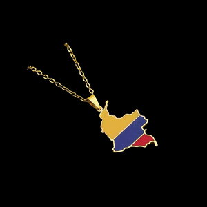 Pendentif Carte de la Colombie avec Moissanite, Couleurs du Drapeau Jaune Bleu Rouge, Chaînes en Or Jaune 10K, Bijou de Luxe pour Femme, Héritage Culturel - Product Image 6