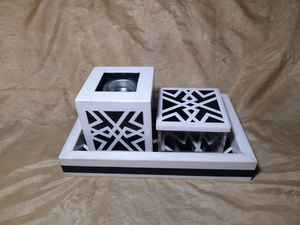 Juego de quemador Bakhoor de resina cuadrado en amarillo y blanco | Soporte decorativo árabe Oud e incienso para fragancia y regalos para el hogar - Product Image 3