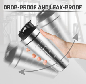Gobelet isotherme en acier inoxydable avec échelle de mesure, balle mélangeuse et couvercle, pour shakes protéinés, maintien thermique 12-24 heures - Product Image 5