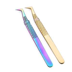 Juego de pinzas angulares para cejas de acero inoxidable premium con agarre antideslizante para una depilación precisa, herramienta de belleza profesional para salón. - Product Image 2