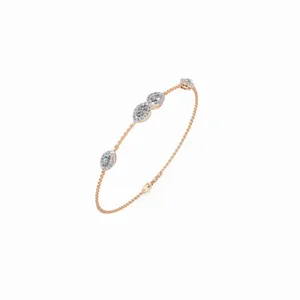 Pulsera de Cadena de Oro Rosa de 18K con 59 Diamantes Redondos y Marquise de Claridad VVS, Cultivados en Laboratorio y Certificados por IGI, en Oferta, Exportación - Product Image 3