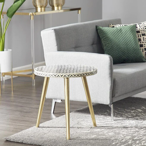 Decorative bone inlay <b>stool</b> built <b>with</b> care for inspired interior settings bone inlay console a timeless decor by Tradebyd - Product Image 1