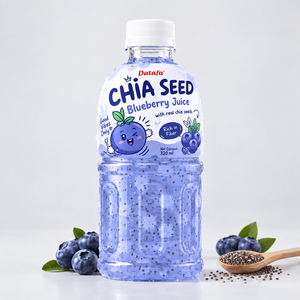 Puré de Jugo de Arándanos con Semillas de Chía, 320 ml, Bebida de Fruta Recién Exprimida en Botella con Semillas de Chía Reales - Product Image 1