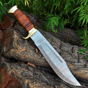 Custom Handmade Carbon Steel Hunting <b>Knife</b> with <b>Bone</b> <b>Handle</b> 15 Inch Blade Brass Bolster Ambidextrous Durable - Product Image 3