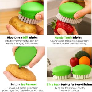 Brosse à légumes double usage de qualité supérieure, éplucheur de pommes de terre pour légumes à racines et fruits délicats, outil pour fruits et légumes - Product Image 6