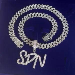 Custom Iced Out Script <b>Name</b> Pendant VVS Moissanite White Gold Hip Hop Personalized Necklace Cuban <b>Chain</b> Jewelry for Men - Product Image 2