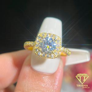 Round Cut Moissanite Engagement <b>Ring</b> Gold Tone Classic <b>Statement</b> Bridal <b>Ring</b> Elegant Sparkling Wedding Jewelry Gift For Women - Product Image 5