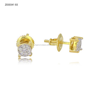 ต่างหูเพชรสำหรับผู้หญิงและผู้ชายอัญมณี2กรัม18kt สีเหลืองทองที่ออกแบบอย่างสวยงาม - Product Image 6