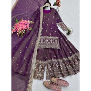 Conjunto Dupatta hermoso y parte inferior superior de ropa de fiesta para mujer de diseñador - Product Image 5