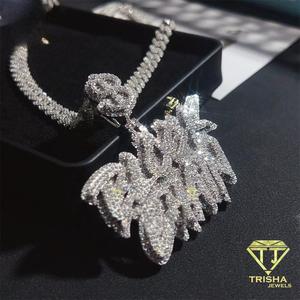 จี้เพชรแบบ Iced Out จี้โมอิสซาไนต์ จี้สลักชื่อตามสั่ง เครื่องประดับฮิปฮอปขายส่ง จี้เพชรแบบสั่งทำสำหรับผู้ชาย - Product Image 2