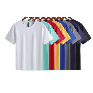 Camiseta deportiva de manga corta con cuello redondo de seda helada 100% algodón, estilo casual de verano, 180 g/m², con logo personalizado OEM, talla grande para hombre - Product Image 2