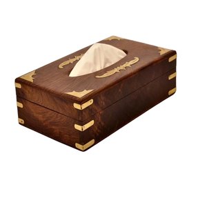 Luxury Antique Wooden Brass Inlay <b>Tissue</b> Box Holder Handcrafted Rosewood Rectangular <b>Paper</b> Storage Organizer Case Decor - Product Image 6