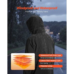 Giacca Riscaldata da Uomo con Batteria 7.4V, Cappotto Elettrico Riscaldante Softshell, Antivento, Impermeabile, Leggero, per Escursionismo - Product Image 4