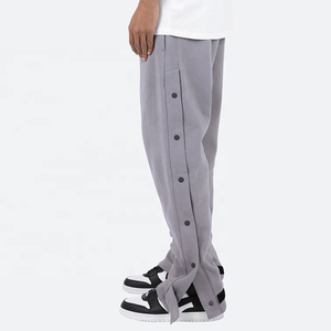 Pantalones Deportivos de Pierna Ancha con Botones Laterales de Algodón Personalizados para Hombre, con Detalle de Botones Laterales, Cintura Elástica, Casuales - Product Image 1