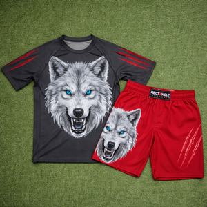 ชุดเสื้อรัดกล้ามเนื้อและกางเกง MMA สำหรับยิวยิตสู มวยไทย มวยปล้ำ ศิลปะการต่อสู้แบบผสมผสาน แบบขายส่งและสั่งทำได้ - Product Image 1