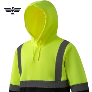 Sudadera de Seguridad de Alta Visibilidad Personalizada, de Poliéster, Tallas Grandes, con Serigrafía, Fusión sin Costuras, Cinta Reflectante, Sudadera de Trabajo |   Para Hombre - Product Image 6