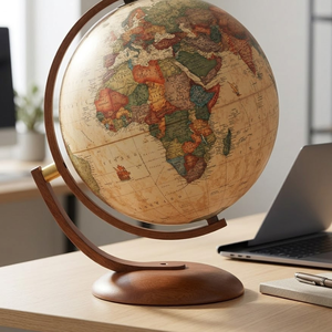 Stylish Iron Stand Desk Globe with Plastic World <b>Map</b> | Educational Geography Globe for Students, School & Office Decor - Product Image 5