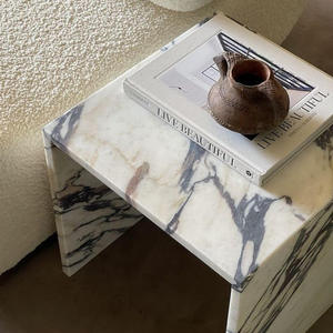 Luxury Calacatta Customized Modern Style Natural Viola Marble Side <b>Table</b> for Decorative Bedroom Hotel Interior Design - Product Image 4