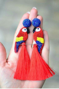 Pendientes bordados de cuentas de semillas de joyería de moda de la India pendientes hechos a mano para mujeres y niñas multicolor - Product Image 2