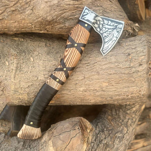 Hache de style viking rustique de qualité industrielle avec poignée enveloppée en bois, équipement de survie pour le camping en plein air, équipement de coupe de bois - Product Image 1